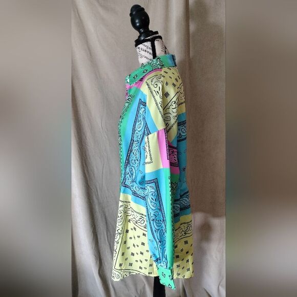 NWOT! Paisley Bandana Long Sleeve Shirt Dress. Size 0X - Picture 7 of 11
